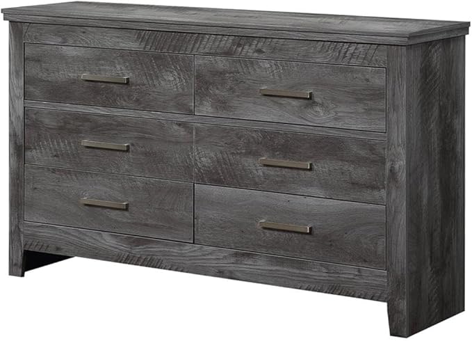 Chelsie Rectangular Wooden Dresser with 6 Drawers and Tapered Legs