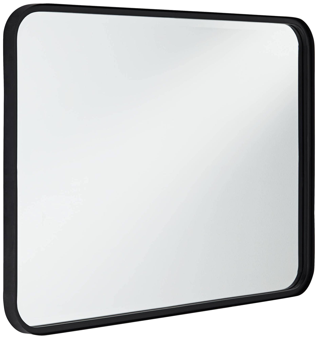 Wall Mirror Modern Black Iron Frame Beveled Glass 24" Wide Decor