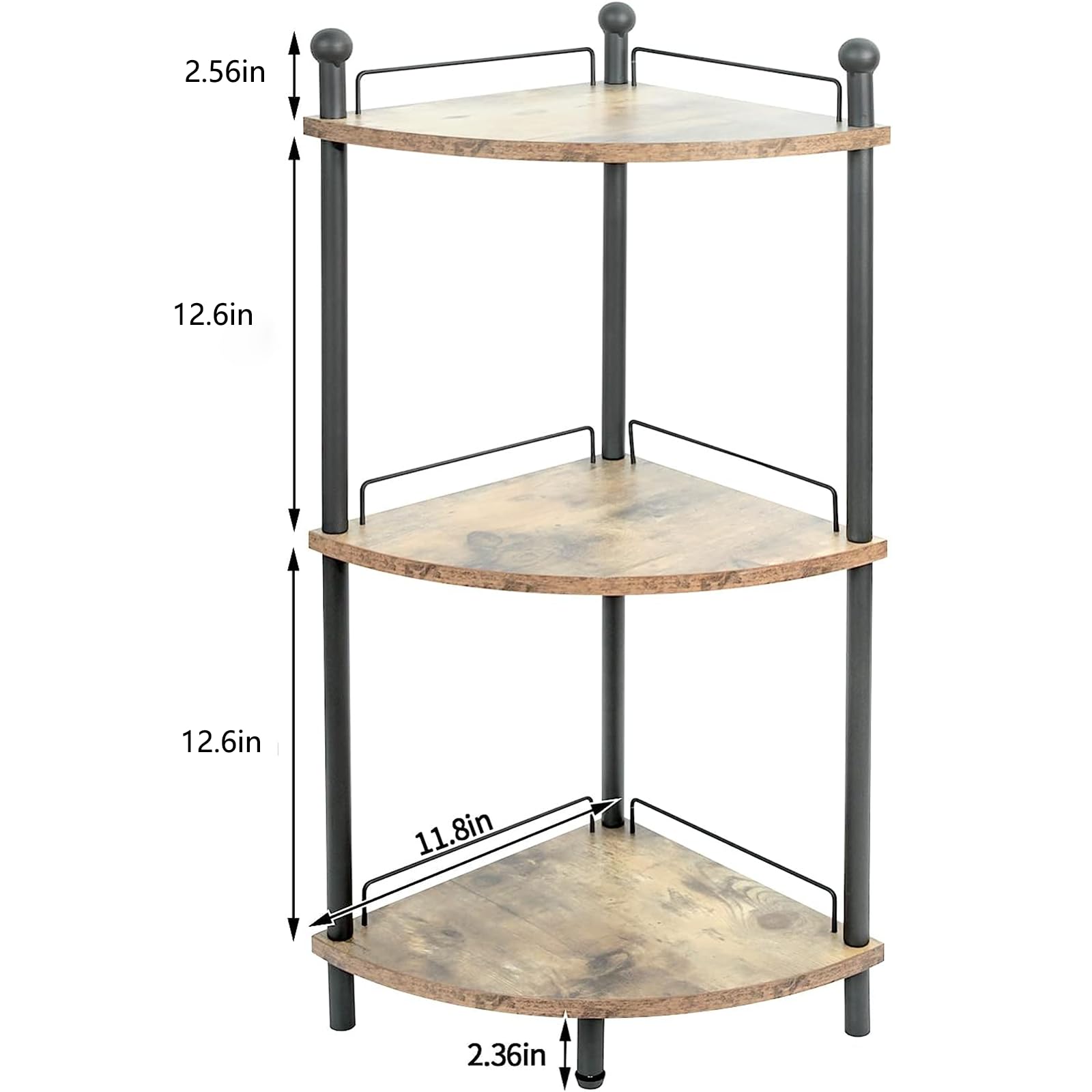 Compact 3-Tier Corner Shelf - Space Saving Wooden Rack