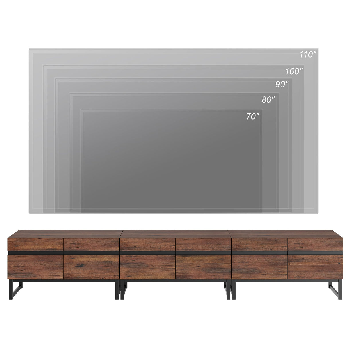 3 in 1 Modern TV Stand for TVs up to 110 inch, Wood Entertainment Center TV Console