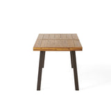 Della Acacia Wood Dining Table, Natural Stained with Rustic Metal,