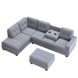 L-Shaped Corner Reversible Sectional Sofa Couch W/Chaise & Storage Ottoman