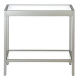 24" Wide Rectangular Rectangular Side Table in Satin Nickel, Table for Living Room