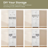 Tall Storage Cabinet, Bathroom Cabinet with Adjustblae Shelves & 2 Drawers, Bathroom