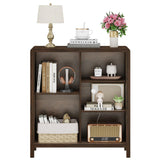 5 Cube Bookshelf, Wood Bookcase with 3 Adjustable Shelves