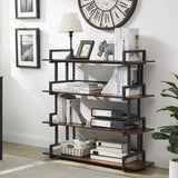 Industrial 4 Tier Bookshelf,Metal and Wood Bookcase,Open Wide Display Storage Bookshelves,for Bedroom,Living Room,Home Office, Easy Assembly