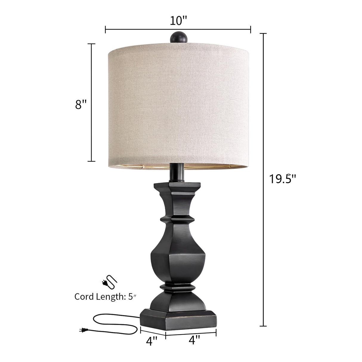 19.5'' Table Lamp, Farmhouse Lamp for Bedroom, Small Lamp for Night Stands -