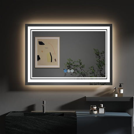 Led Bathroom Mirror with Lights 24x32 Inch,Human Body Sensing Lighted Bathroom