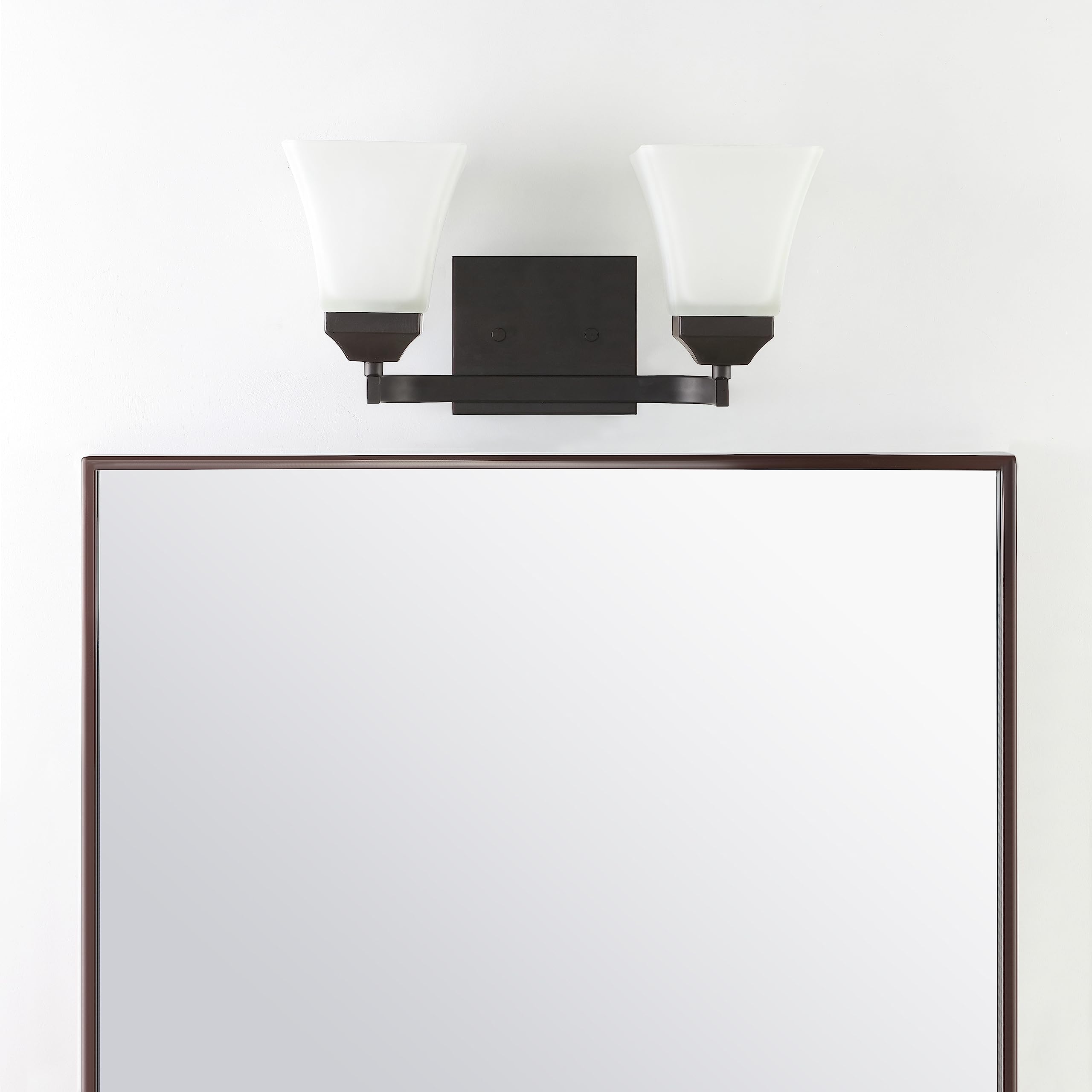 Staunton Iron/Glass Modern Cottage LED Vanity Light, Oil Rubbed Bronze by 2 Light