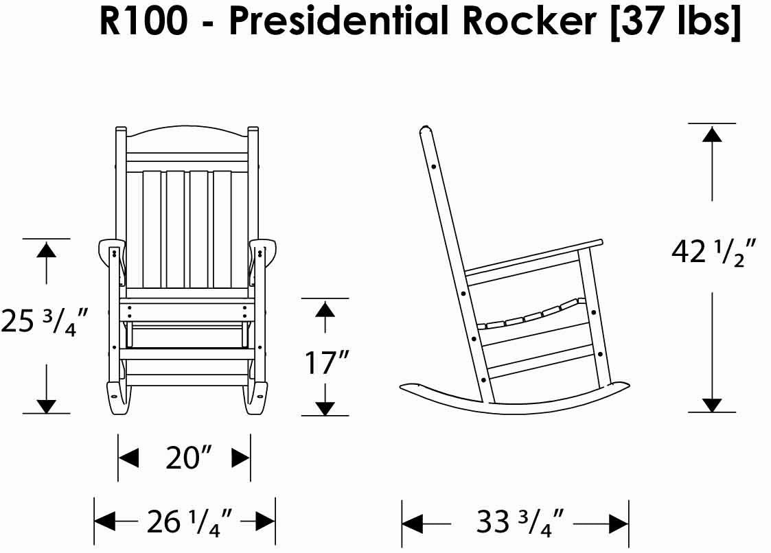 R100BL Presidential Rocking Chair, Black