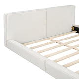 Upholstered Grounded Bed Platform Bed with Velvet Fabric, Queen Size Wood Platform