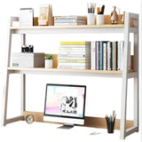 JXCAA Wall Ladder White Small Computer Desk Tall Bookcase Bookshelf Storage, Desktop Bookshelf Organizer, Thickened Steel Frame, with Installation Tools, 3 Layers, 55 X 32 X 90 Cm