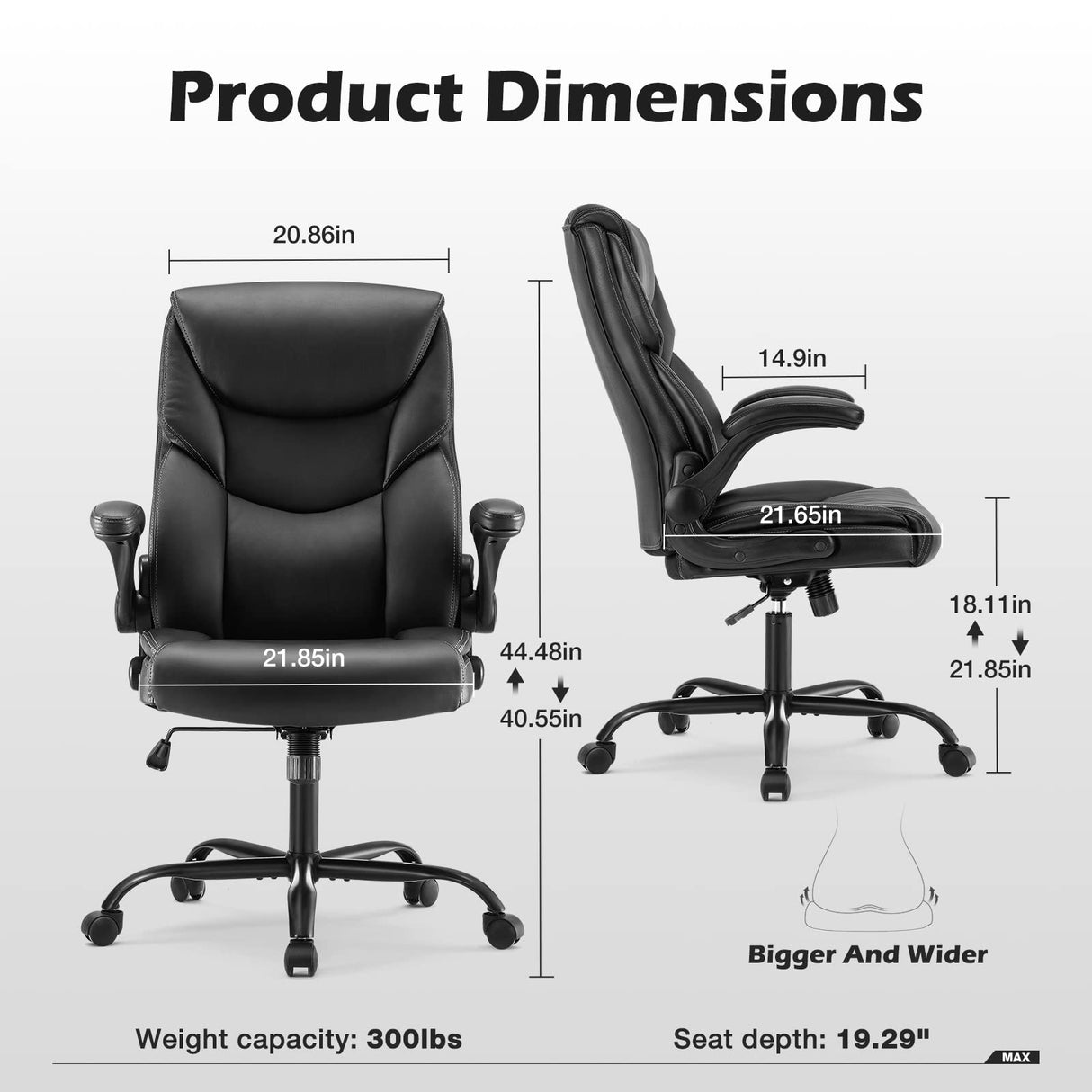 Ergonomic Executive Computer Desk Chairs with Adjustable Flip-up Armrest, Swivel