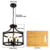 4-Light Farmhouse Chandelier - Black Semi Flush Mount Ceiling Light