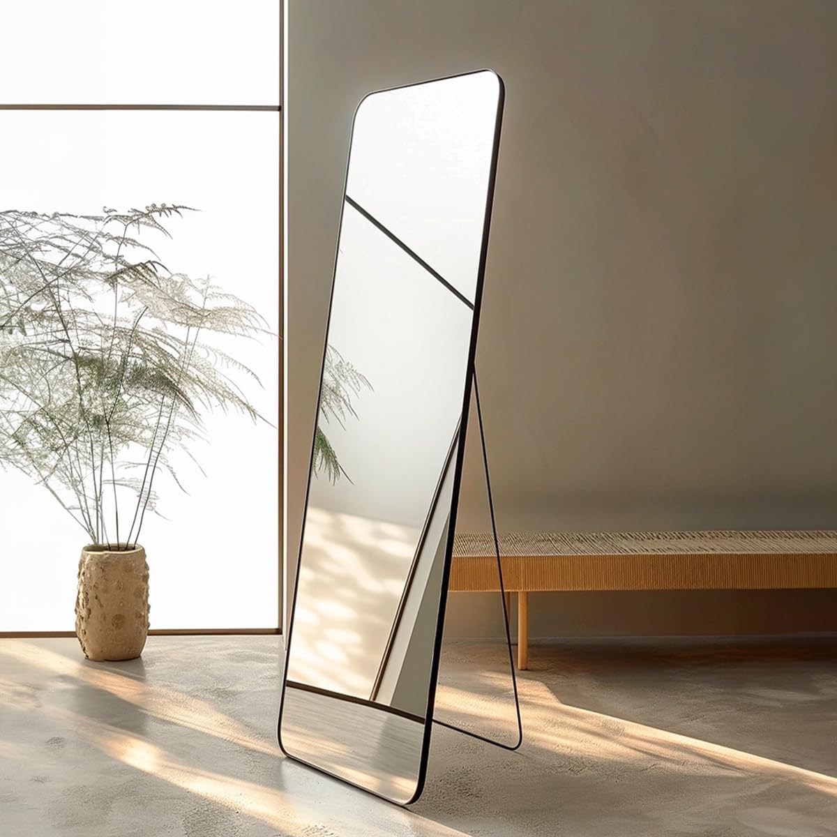 Black Full Length Mirror 5 ft  Rectangular Floor Mirror