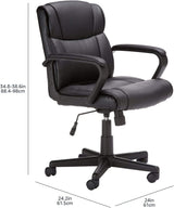 Mid-Back Office Task Chair with Padded Armrests - Dark Brown Faux Leather