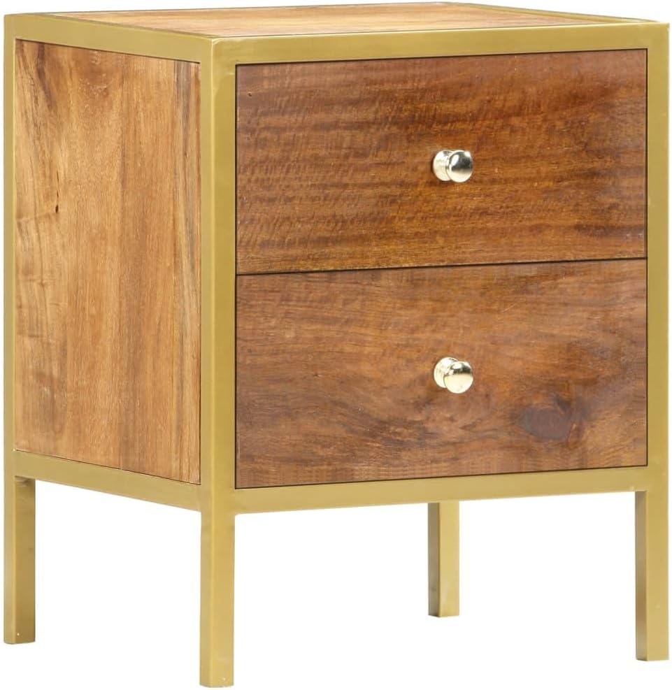 Wood Bedside Cabinet - Solid Wood Nightstand Rustic Wooden Side Table for Bedroom