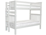 Tall Bunk Beds Twin over Twin Mission Style with End Ladder, White