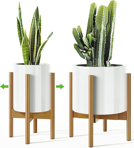 Adjustable Plant Stand Indoor, Bamboo Plant Stand 8 to 12 Inches