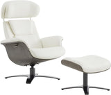 Genuine Leather Reclining Swivel Chair with Adjustable Headrest and Ottoman for Living