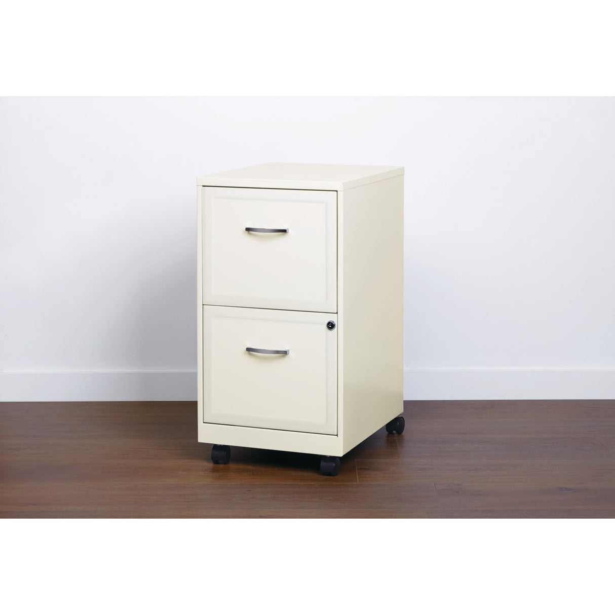 18"D SOHO Vertical Letter-Size Mobile File Cabinet, 2 Drawers, Pearl White