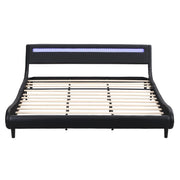 Upholstered Platform Bed Frame with LED Lights Headboard