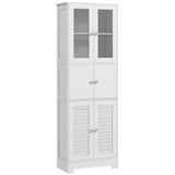 67" Tall Bathroom Cabinet, Bathroom Storage Cabinet with Glass/Louvred Doors