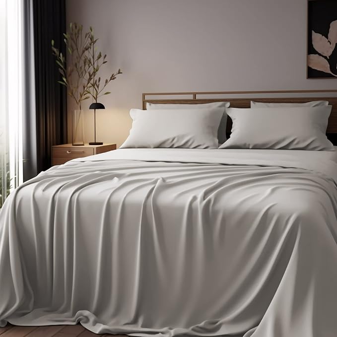 Sheets Queen Size Bed Sheets 4-Pcs Set - 100% Organic Bamboo Viscose 400