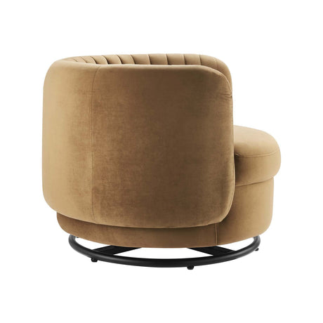 Modway Embrace Swivel Chair, Black Cognac