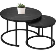 Round Nesting Coffee Table 27" Wood and Metal Stacking Coffee Tables