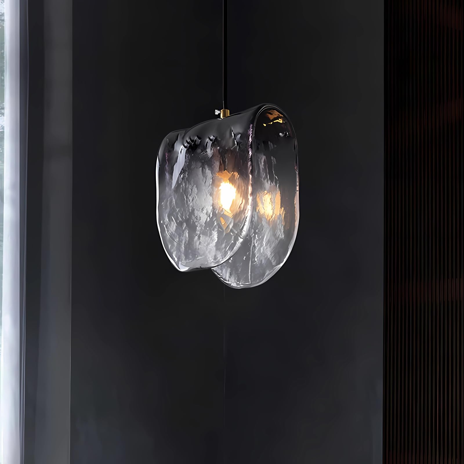 Gradient Smoke Grey Glass Pendant Light - Modern Kitchen Island Lighting