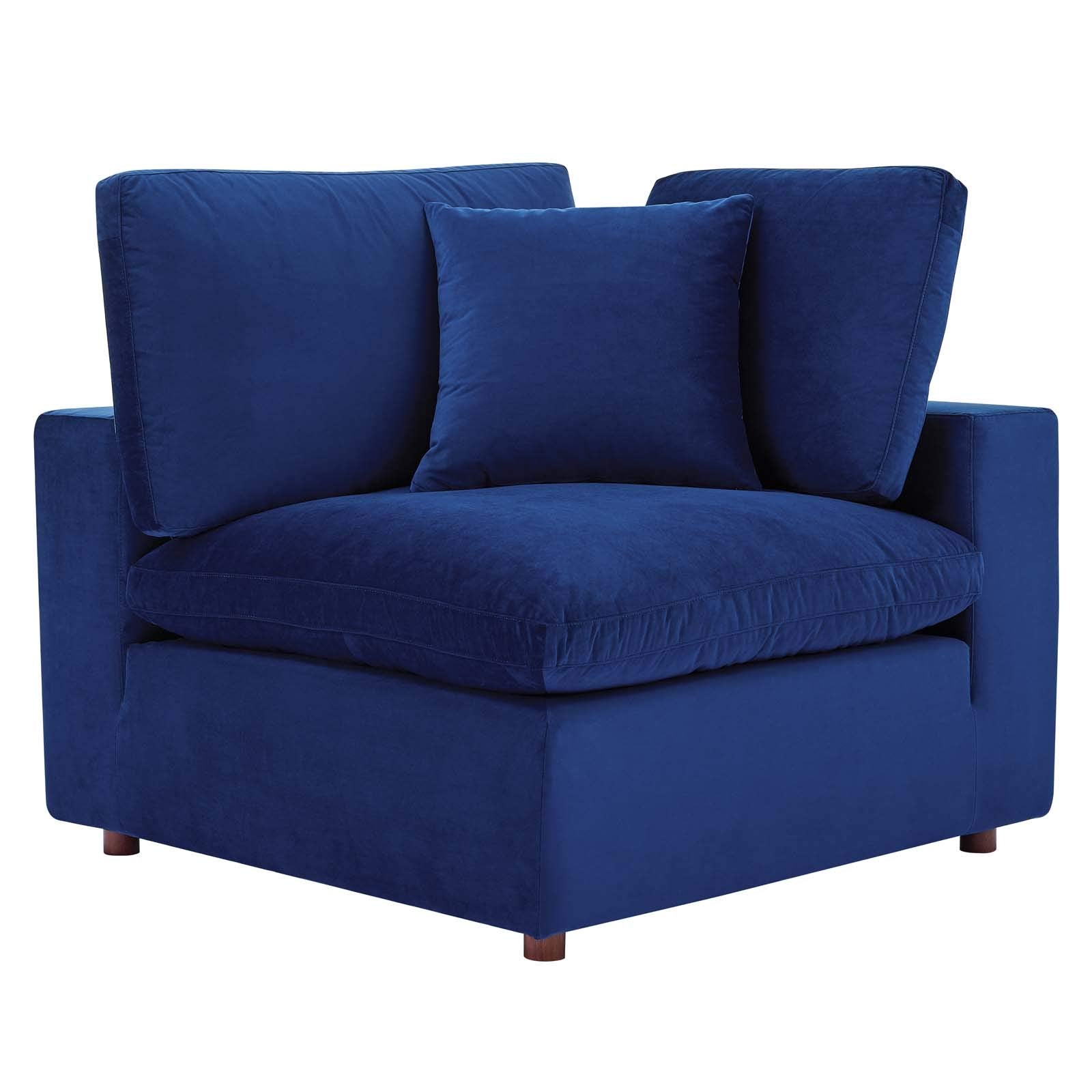 Down-Filled Overstuffed Performance Velvet 4-Piece Sectional Sofa