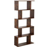 6-Tier Bookshelf, S-Shaped Bookcase Storage Organizer, Modern Freestanding Industrial Display Shelf Unit, Wooden Decorative Room Divider for Living Room Bedroom, Home Office