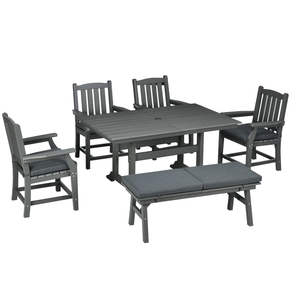 6 Pieces Patio Dining Set, 6 Seater Outdoor Table and Chairs, Conversation Furniture