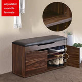 Shoe Storage Bench with Padded Cushion, Shoe Bench with Hidden Storage and Adjustable Shelf for Entryway