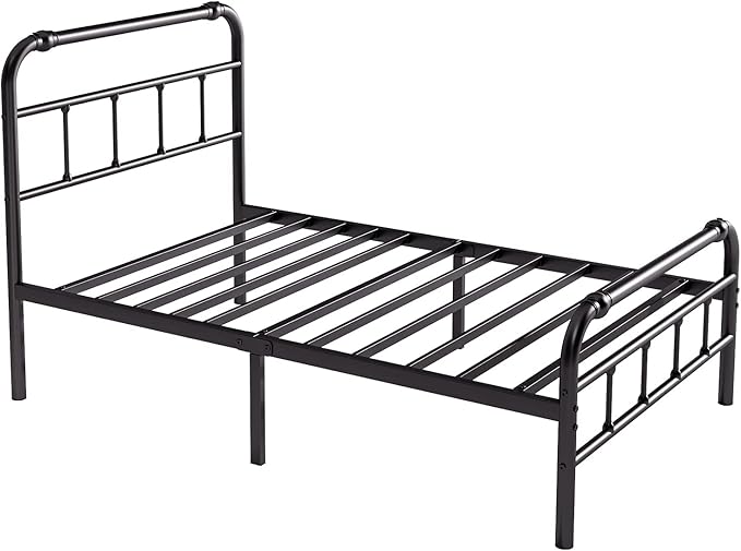 and Footboard, 18 Inches High, 3500 Pounds Heavy Duty Metal Slats Support for Mattress
