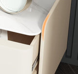 The Bedside Table is Made of Solid Wood, Rock Board, Leather, and Extreme. Bedside Storage in The Bedroom