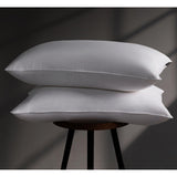 Luxury Goose Feather Down Pillow Queen Size Set of 2 Pack,100% Cotton Hotel Collection Bed Pillows for Sleeping,Soft Support Medium Firm Down Surrounded Pillows for Side Back Stomach Sleeper 20" x 30"