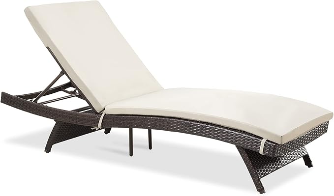 Patio Chaise Lounge Set 3 Pieces with Adjustable Backrest and Removable Cushion