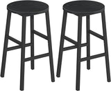 Bar Stools, Set of 2 Round Bar Chairs with Footrest, 24.4 Inch Kitchen Breakfast Bar Stools