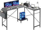 L Shaped Gaming Desk 49" Black Home Office,Bedroom Computer Table for Study Standing