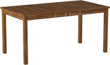 Dominica Contemporary Slatted Outdoor Dining Table, 34 Inch, Dark Brown