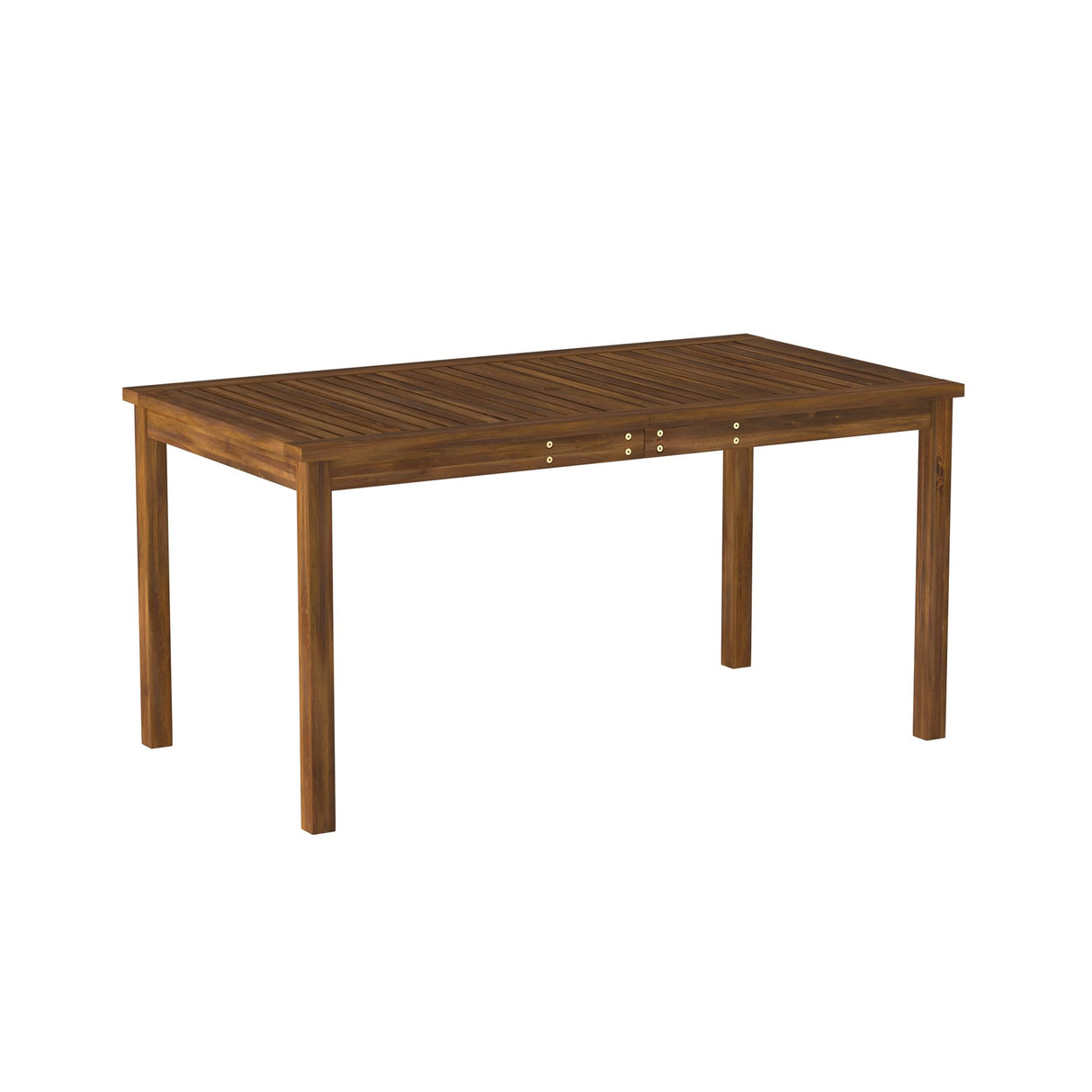 Dominica Contemporary Slatted Outdoor Dining Table, 34 Inch, Dark Brown