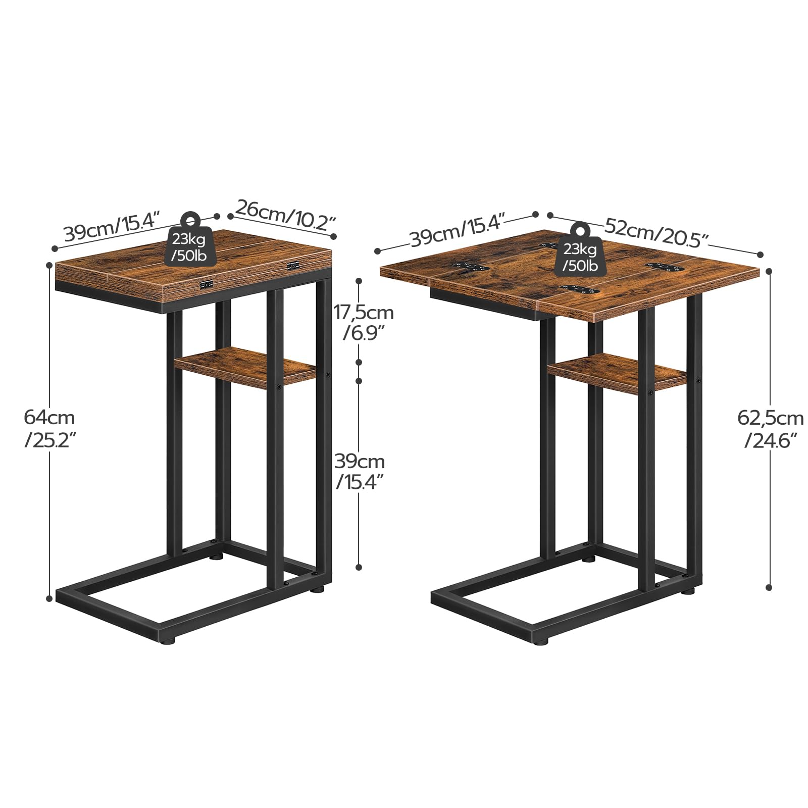 Foldable End Table, C Shaped Side Table with Storage Shelf, Small Snack Table Suitable