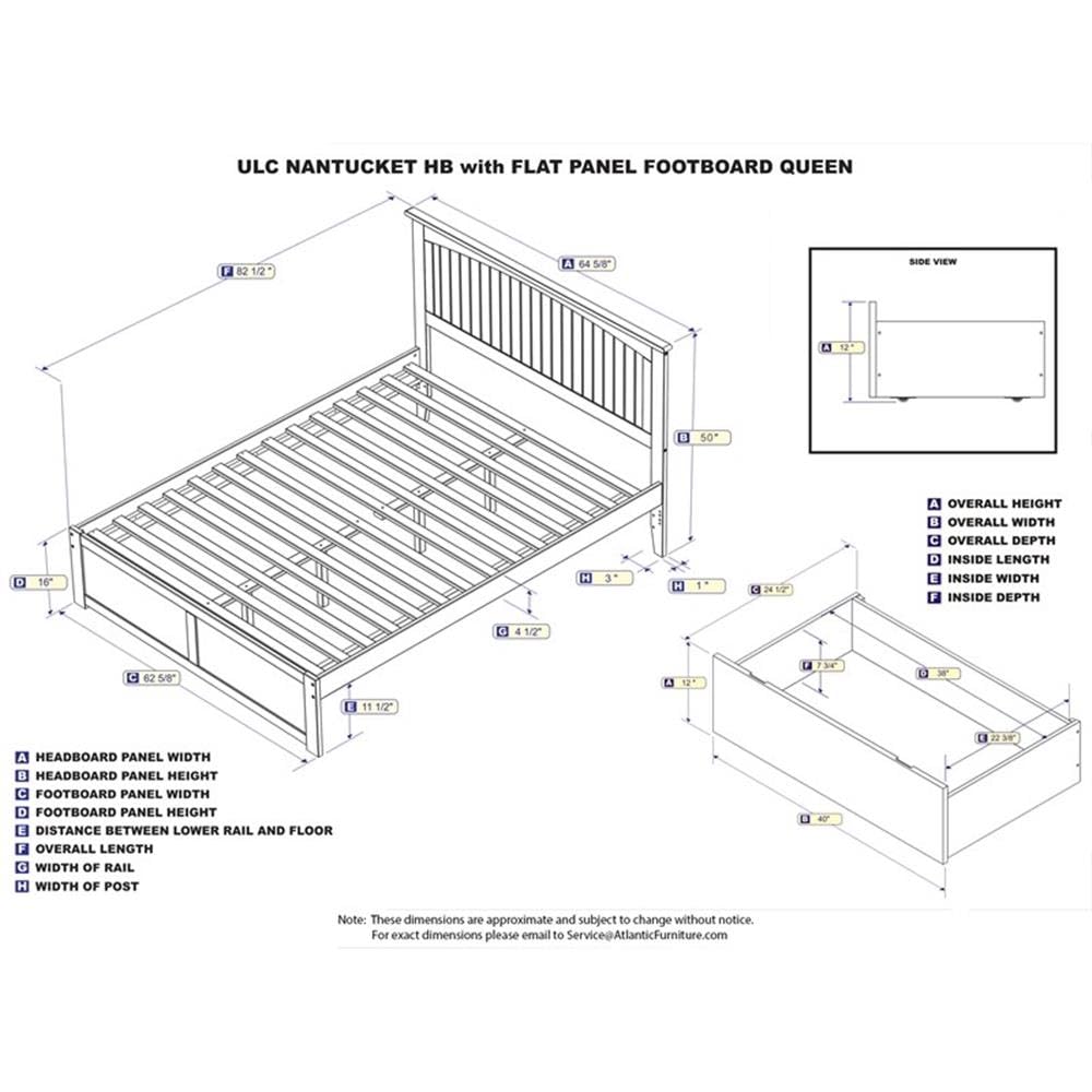 Solid Wood Storage Platform Queen Bed in Gray