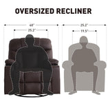 Oversized Swivel Rocker Recliner Chair, 40" Extra Wide Recliner with Massage