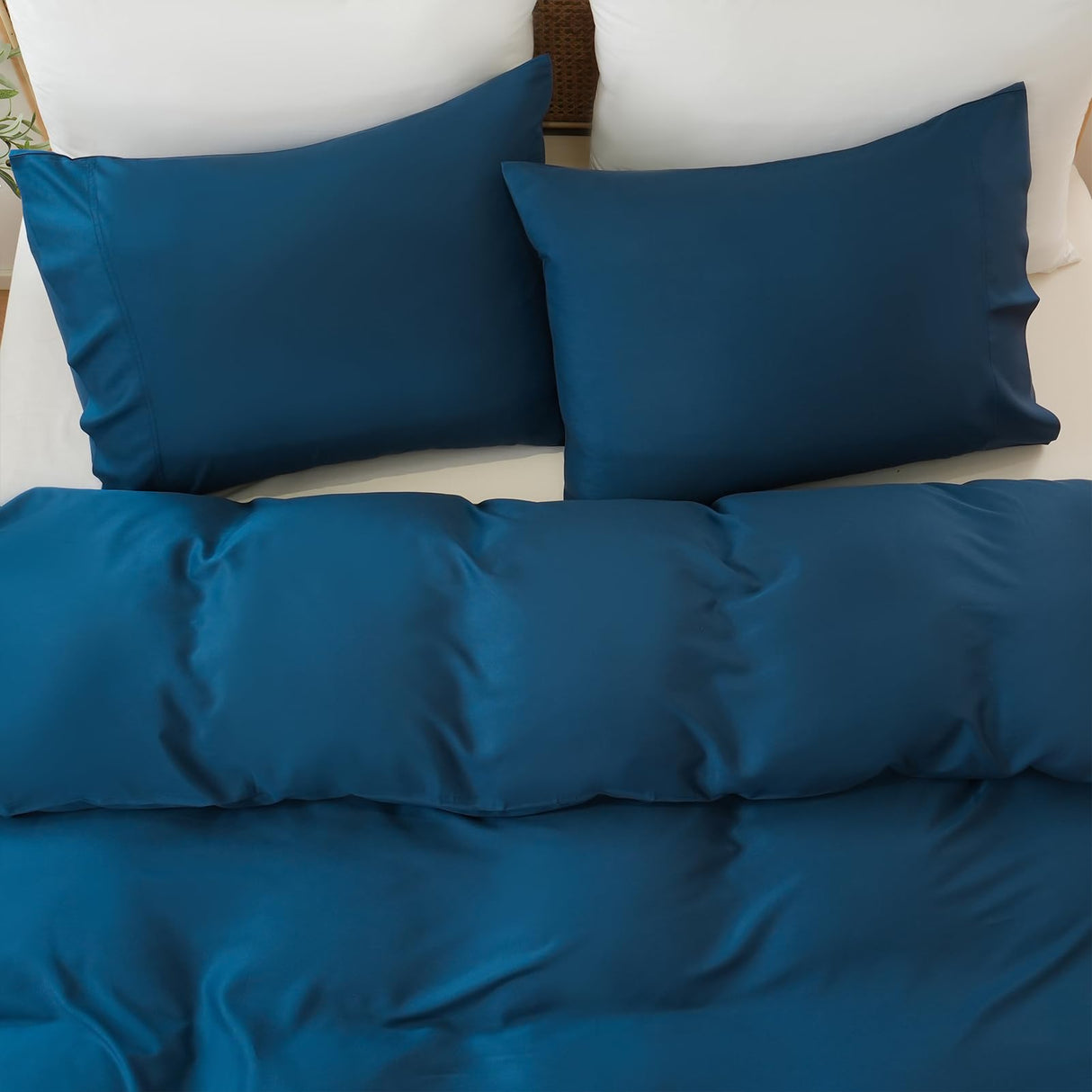 Duvet Cover King Size, 100% Rayon Derived from Bamboo, Luxury Silky Cooling Duvet Cover