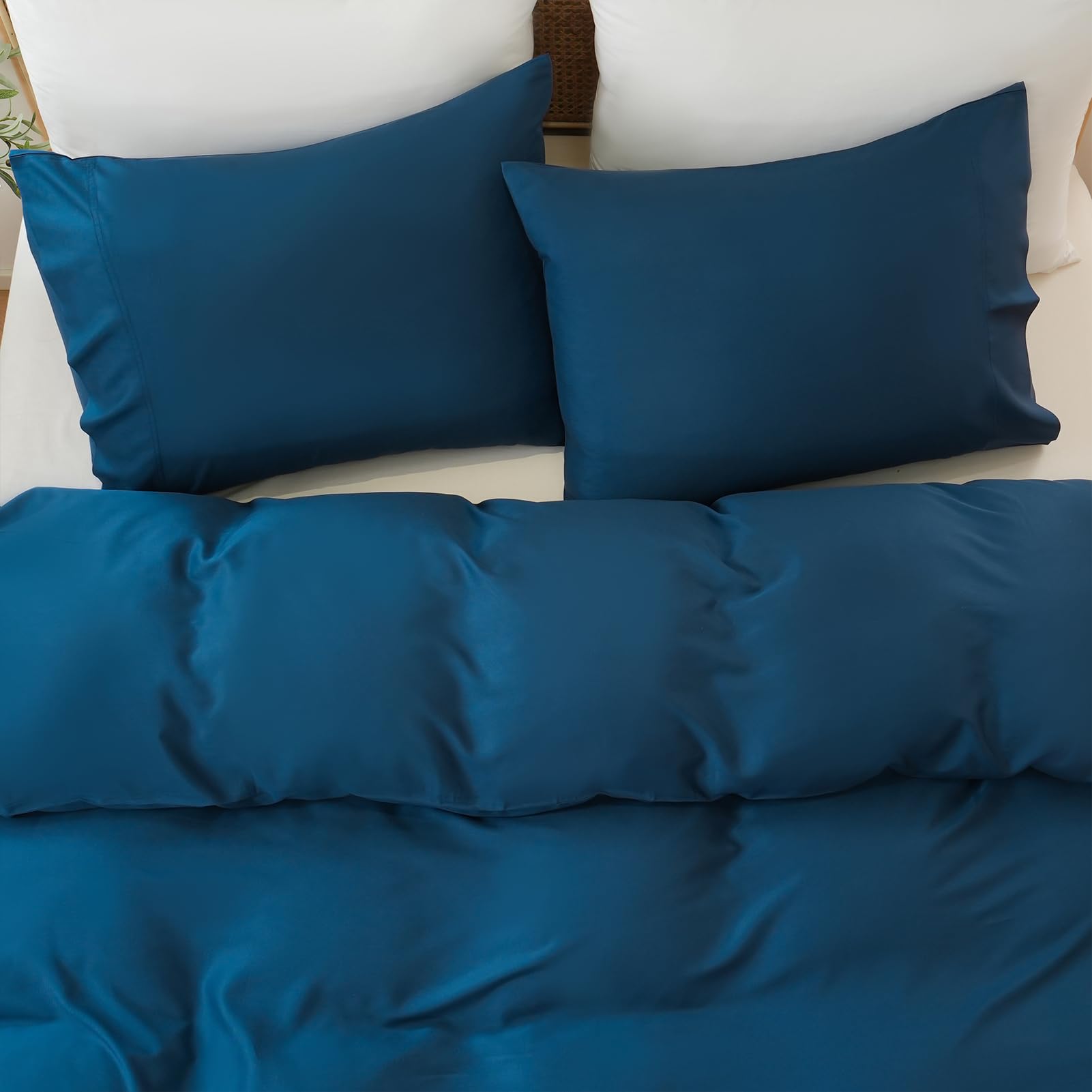 Duvet Cover King Size, 100% Rayon Derived from Bamboo, Luxury Silky Cooling Duvet Cover