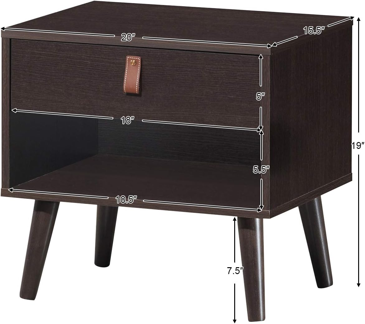 Drawer Storage Nightstand Bedside Cabinet Furniture