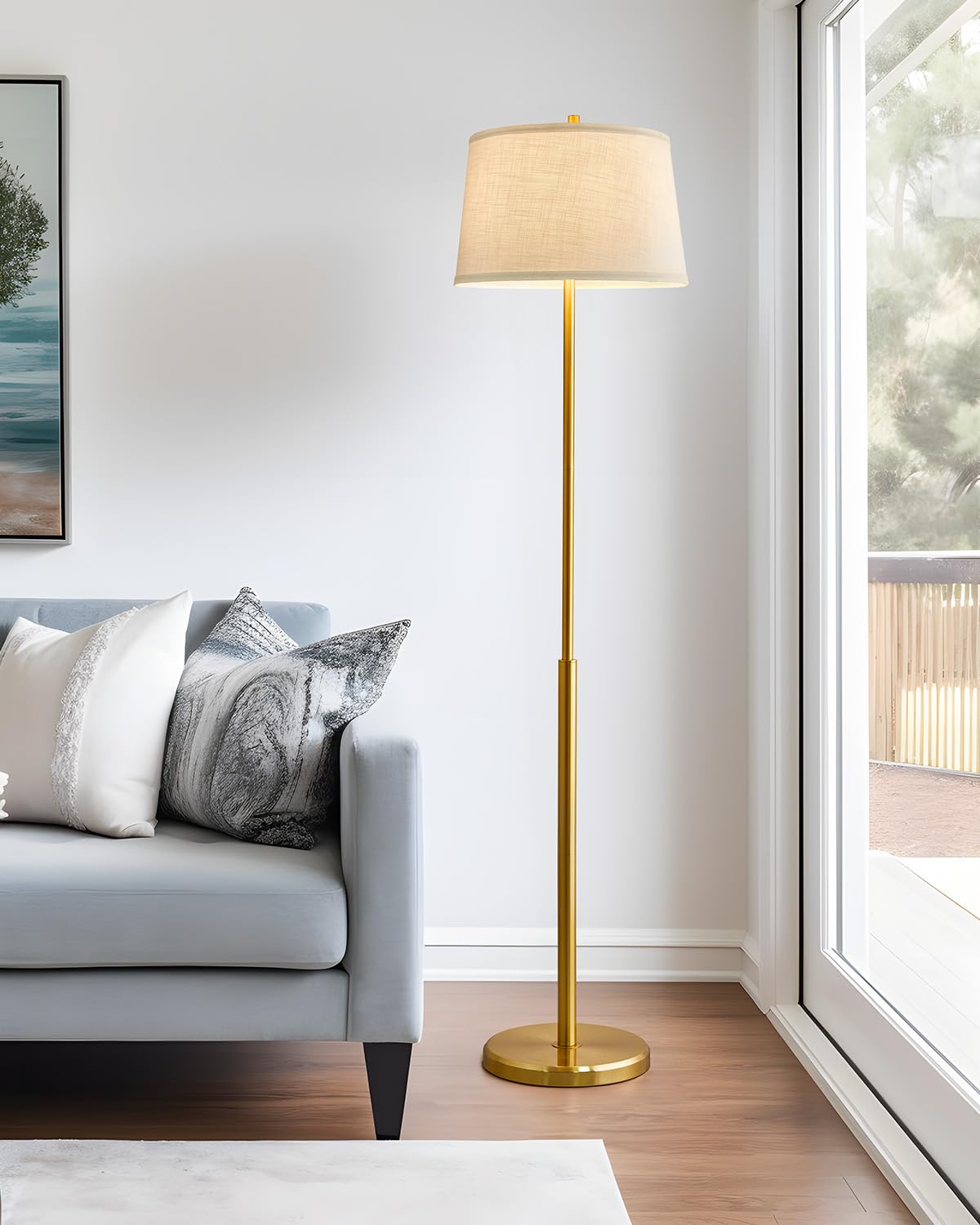 61.75" Modern Floor Lamp for Living Room Tall Lamp for Bedroom Gold Floor Lamp